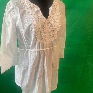 Motherhood Maternity White Embroidered Blouse